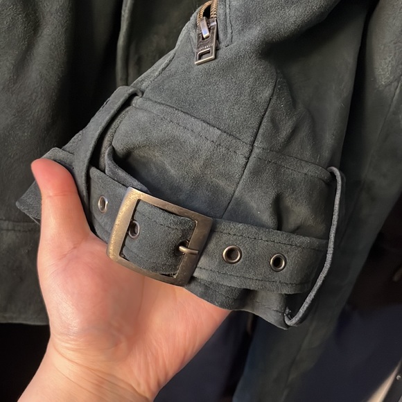 Luckybrand suede leather Moto jacket greyish blue in size Small women - Picture 7 of 15